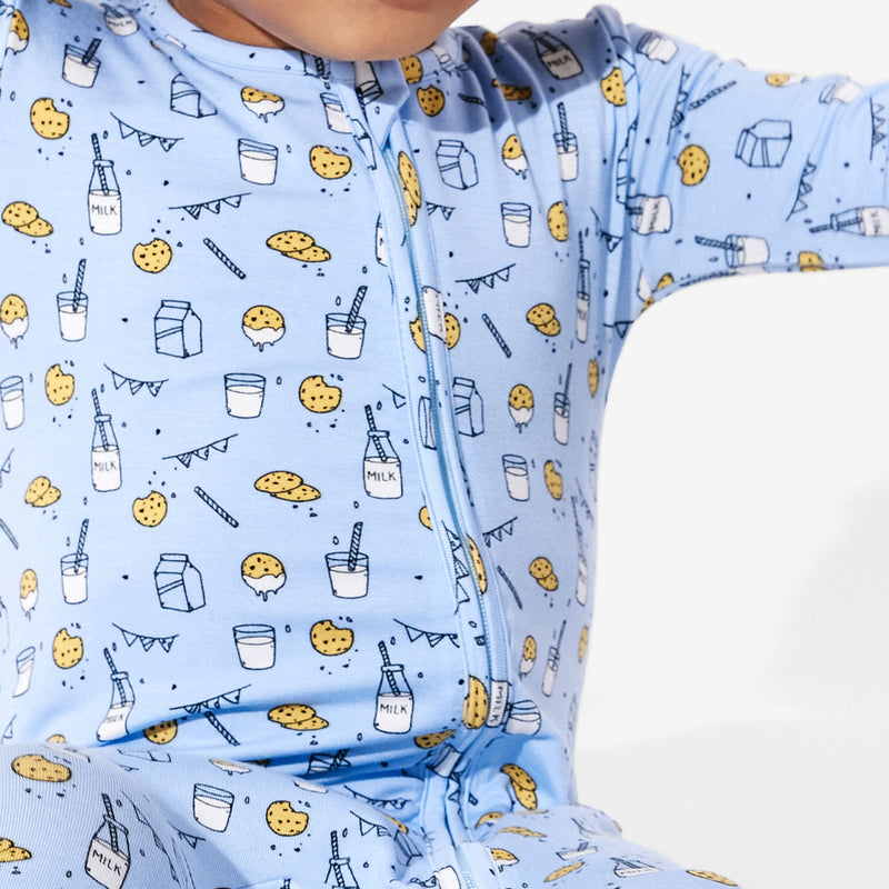 Milk & Cookies Blue Bamboo Convertible Footie