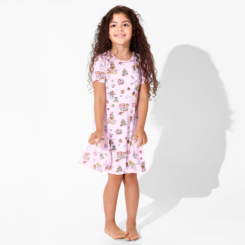 Tea Party Bamboo Girls' Short Sleeve Dress